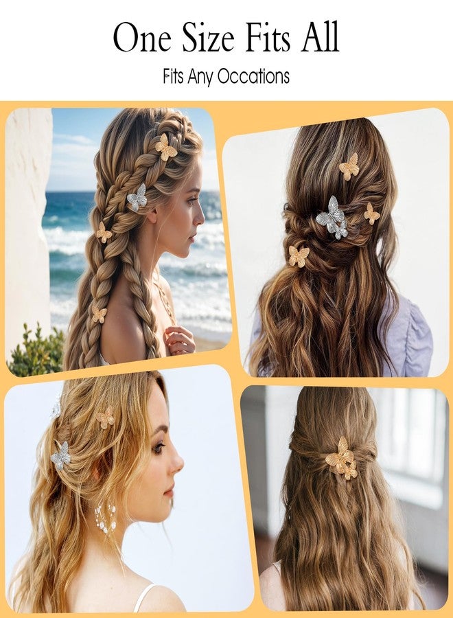 Ymapinc مجموعة مشابك شعر Ymapinc مكونة من 6 قطع، ذهبية وفضية، على شكل فراشة، مصنوعة من المعدن بثلاثة أحجام (قطعتان من كل حجم)، مثالية لتصفيف الشعر، والمناسبات، والاستخدام اليومي، وللعرائس ووصيفاتهن، وحفلات الزفاف والخطوبة والحفلات الراقصة. - Image 5